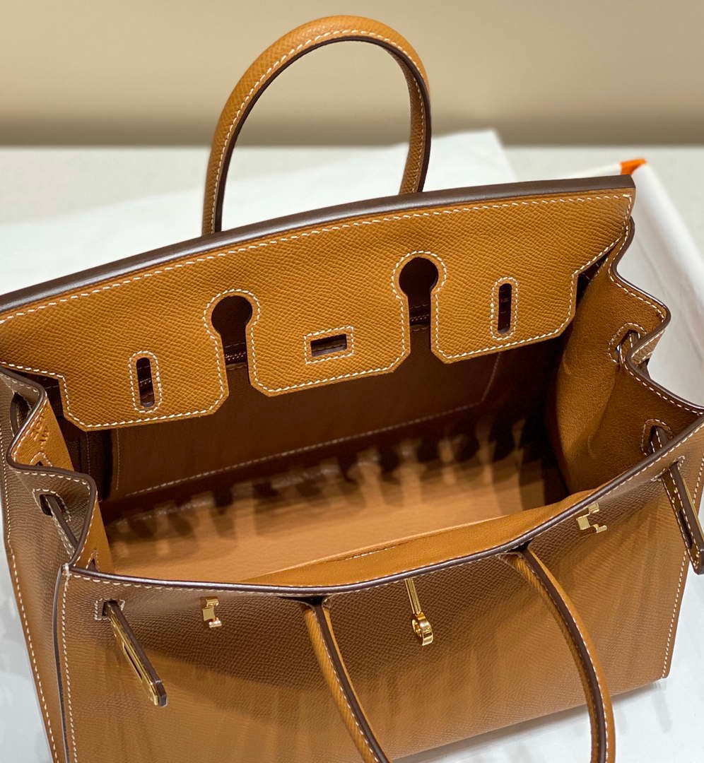 Hermes Birkin Designer Tote Bag Epsom Leather 28371 Golden brown