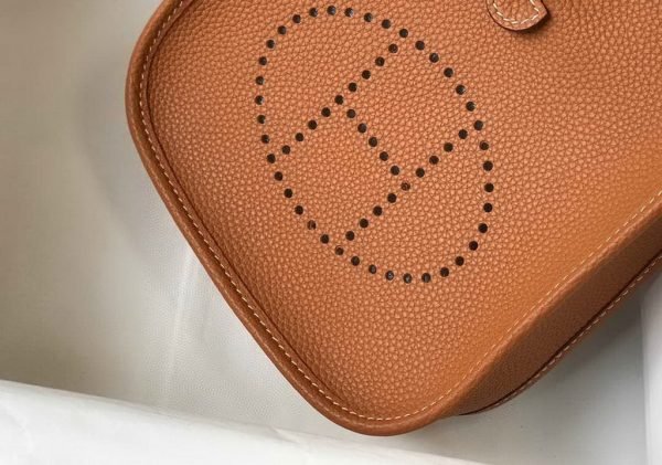 Replica Hermes Evelyne Bag Designer Hermes Mini Crossbody Bag 20386 Gold Buckle Tan
