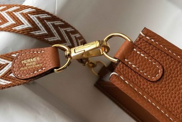 Replica Hermes Evelyne Bag Designer Hermes Mini Crossbody Bag 20386 Gold Buckle Tan