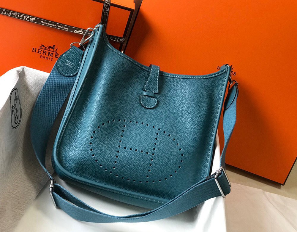 Replica Hermes H083435 Evelyne III 29 Shoulder Bag Silver Hardware Blue