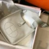 Hermes H083435 Evelyne III 29 Shoulder Bag Silver Hardware White Gray