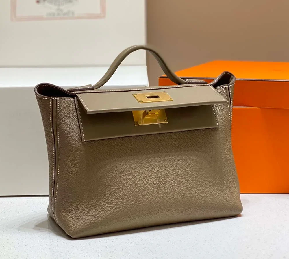 Hermes Kelly 2424 Leather 29cm H230267 Elephant gray Shoulder bag