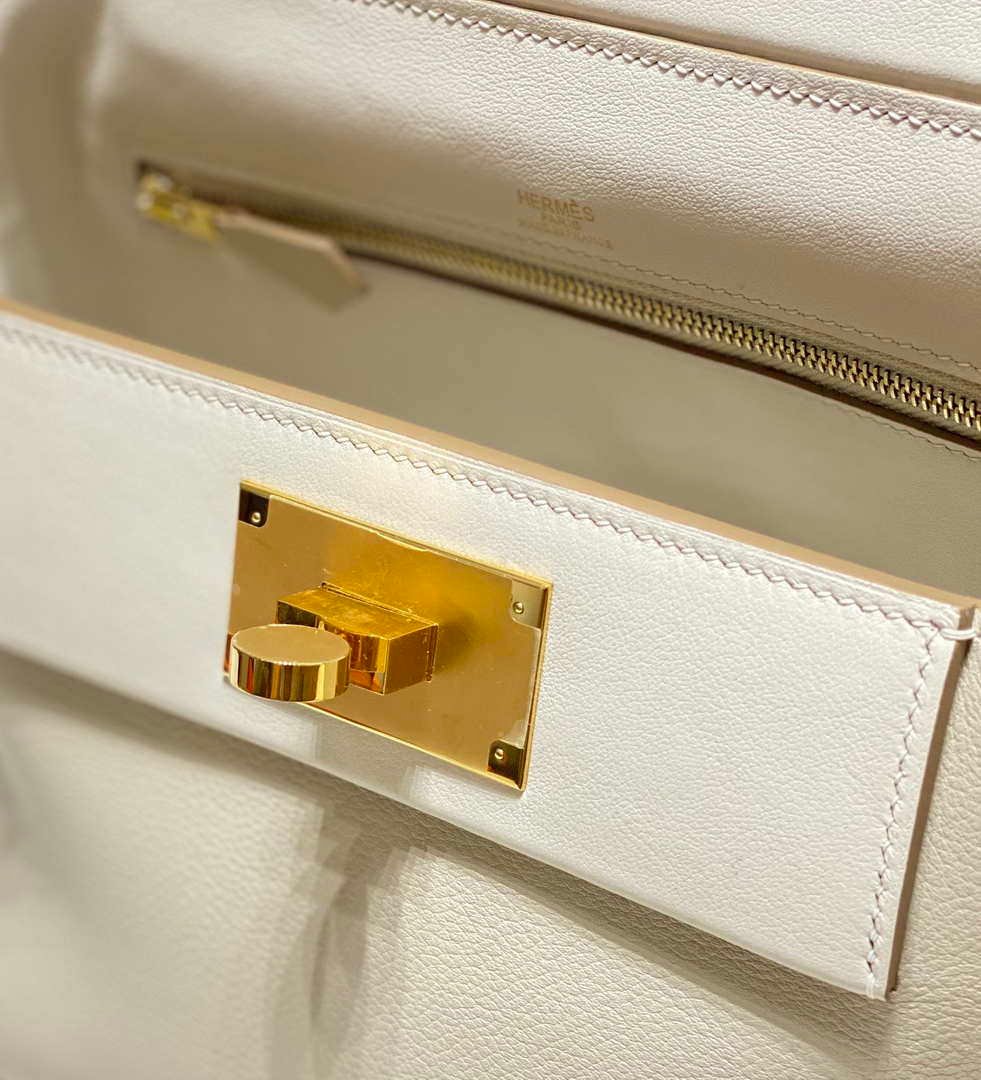Hermes Mini Kelly 2424 Leather 21cm H230264 White
