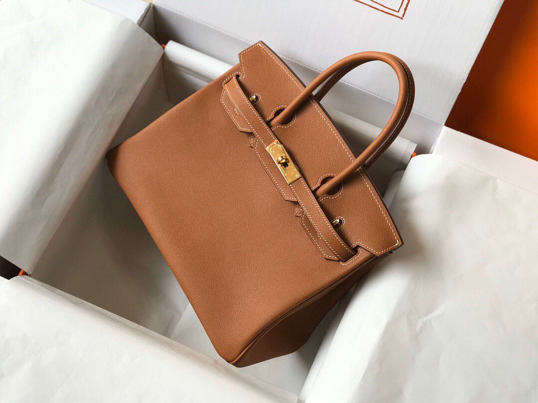Hermes Birkin Designer Tote Bag Epsom Leather 28356 Brown