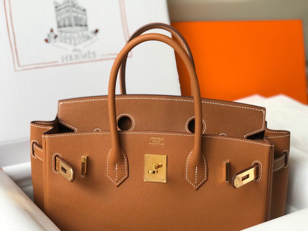 Hermes Birkin Designer Tote Bag Epsom Leather 28356 Brown