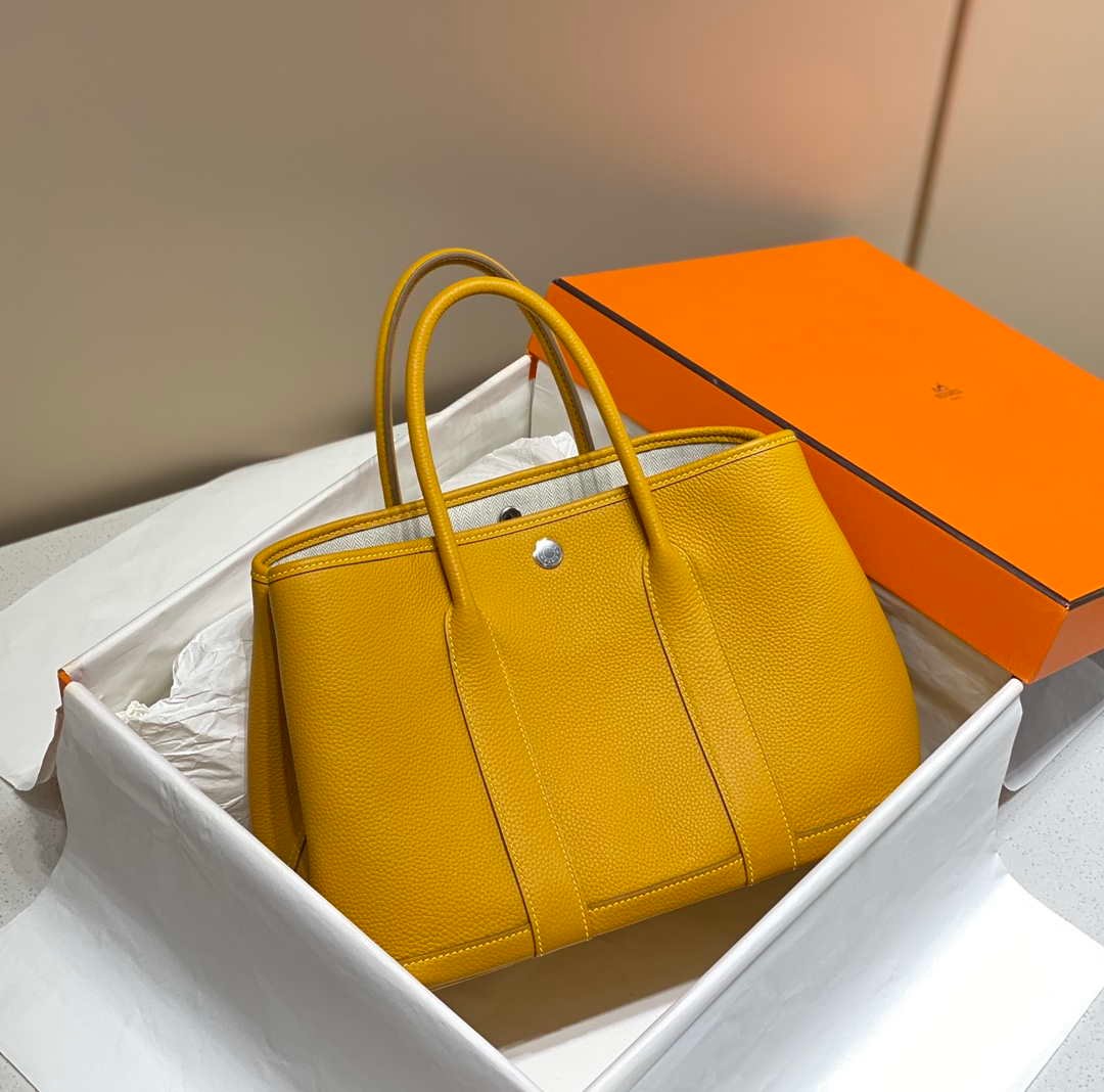 Hermes Yellow Clemence Garden Party 30cm Bag H239041