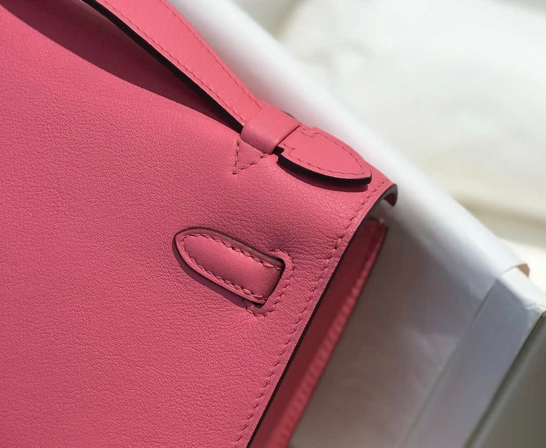 Hermes Mini Kelly Pouchette Swift Leather clutch bag Silver H230253