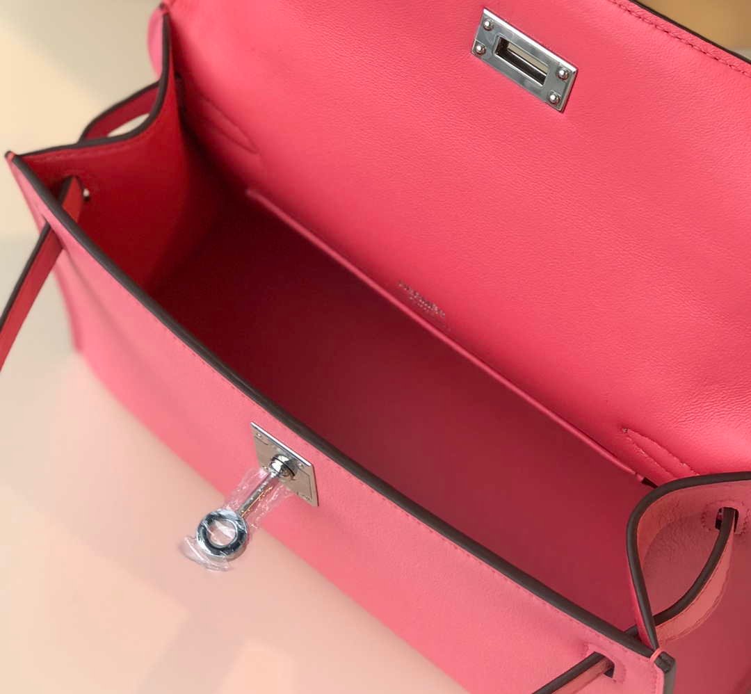 Hermes Mini Kelly Pouchette Swift Leather clutch bag Silver H230253