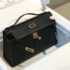 Replica Hermes Kelly Pouchette Swift Leather clutch bag Gold H230270