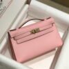 Replica Hermes Kelly Pouchette Swift Leather clutch bag Gold H230251