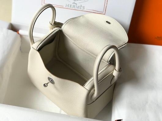 Replica Hermes Lindy 26cm Designer Tote Shoulder Bags Wihte Silver