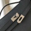 Hermes Mini Kelly Pouchette Epsom Leather H230240 Black Silver