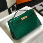 Replica Hermes Mini Kelly Pouchette Crocodile Leather H230238 Green