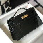 Hermes Mini Kelly Pouchette Crocodile Leather H230234 Black