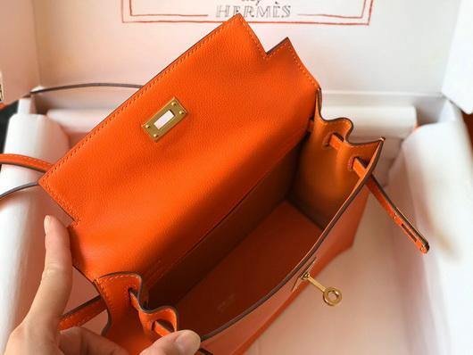 Hermes Kelly Danse 22cm Leather Bag 20355 Orange