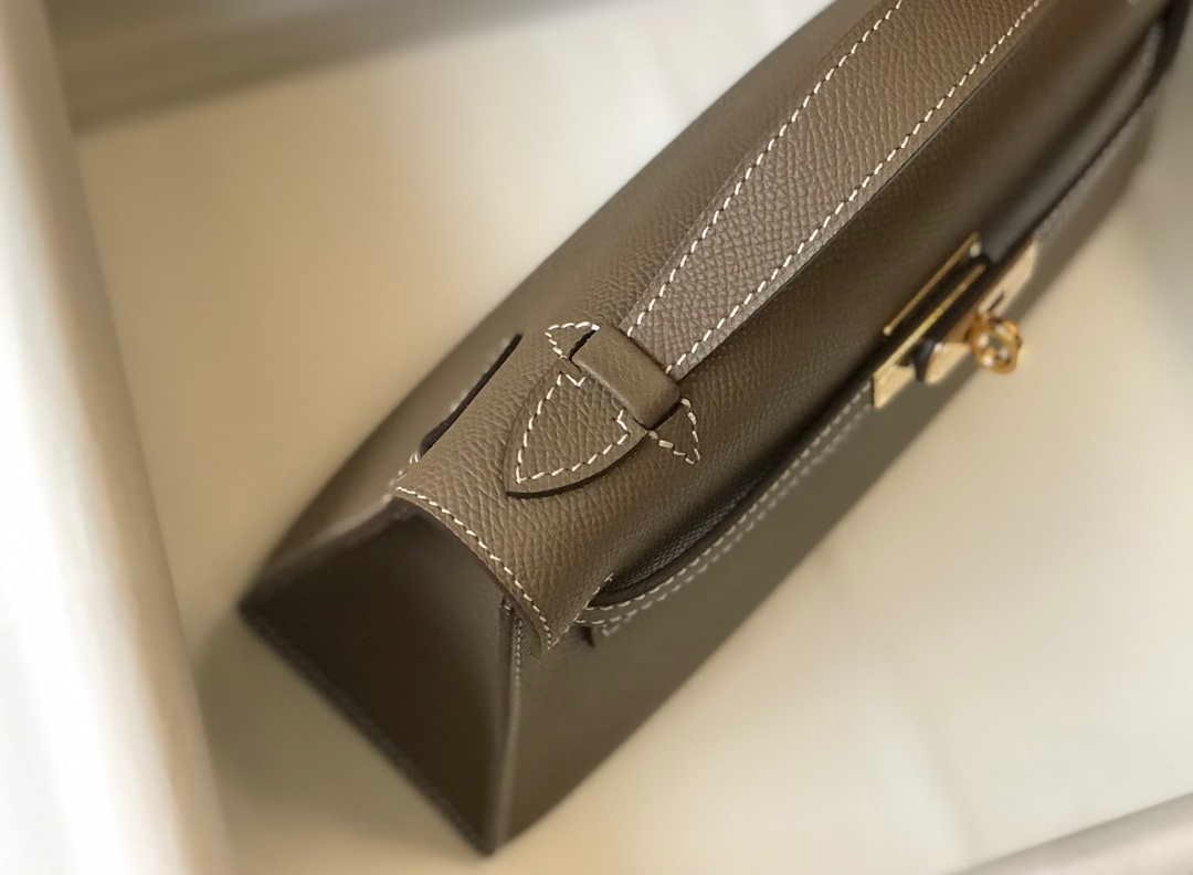 Hermes Mini Kelly Pouchette H230223 Epsom Leather Elephant Grey