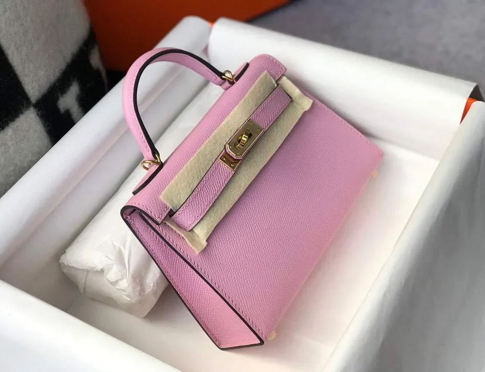 Hermes Kelly Bag Hermes 19CM Epsom Shoulder Mini Bag purple 20459