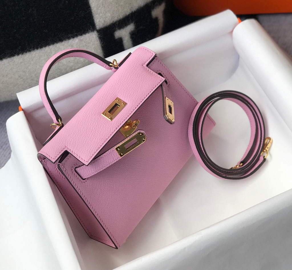 Hermes Kelly Bag Hermes 19CM Epsom Shoulder Mini Bag purple 20459