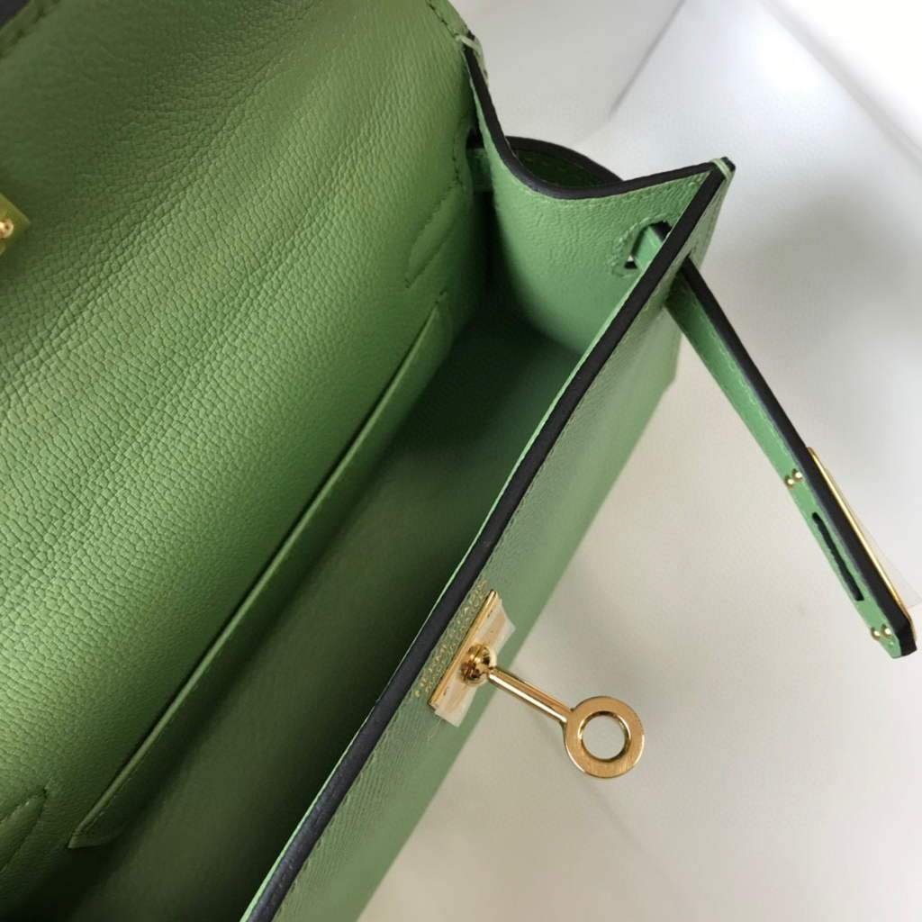 Hermes Kelly Bag Hermes 19CM Epsom Shoulder Mini Bag Light green 20470