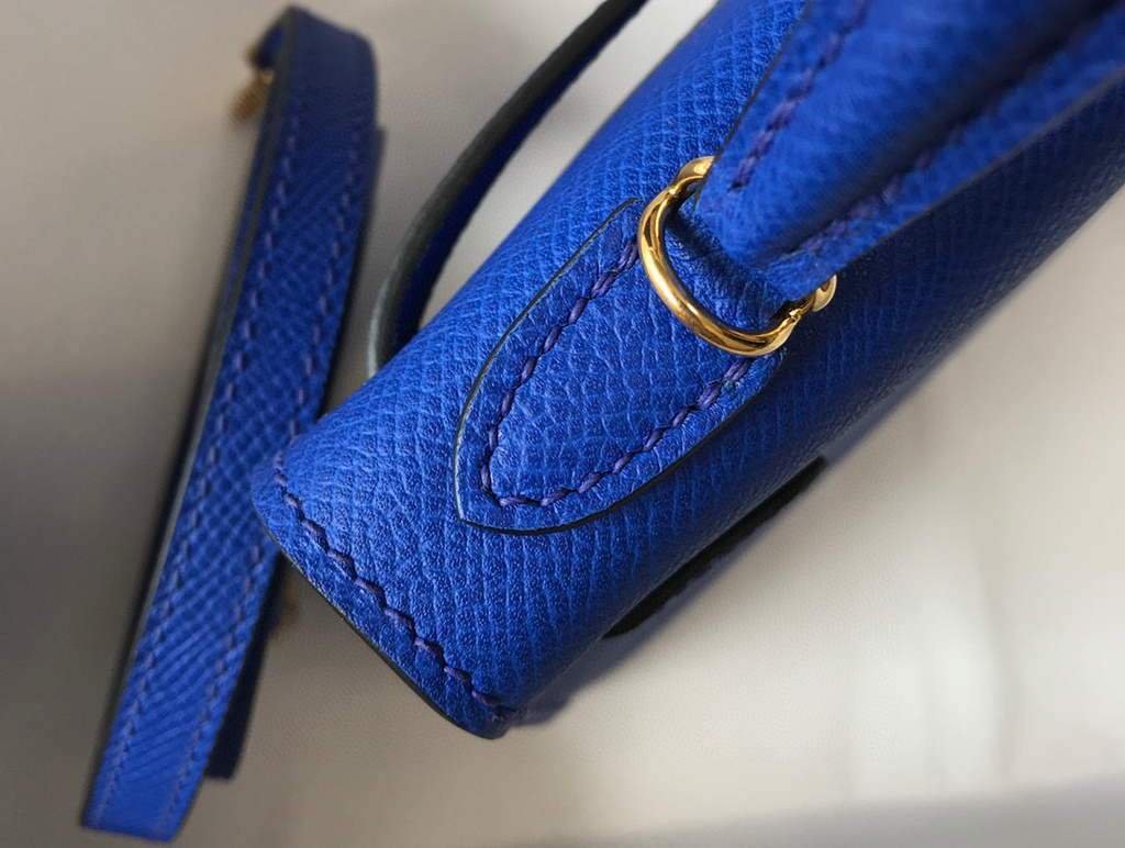 Replica Hermes Kelly Bag Hermes 19CM Epsom Shoulder Mini Bag Dark Blue 20475