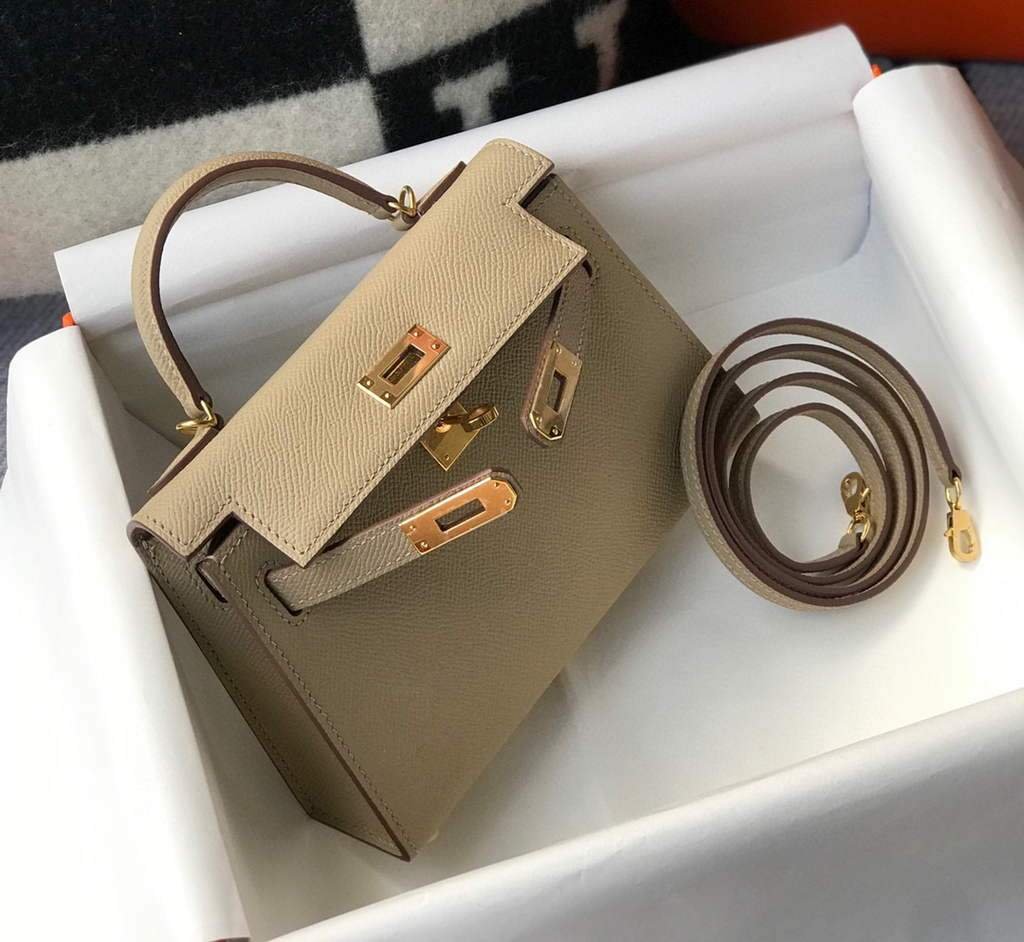 Replica Hermes Kelly Bag Hermes 19CM Epsom Shoulder Mini Bag Apricot 20466
