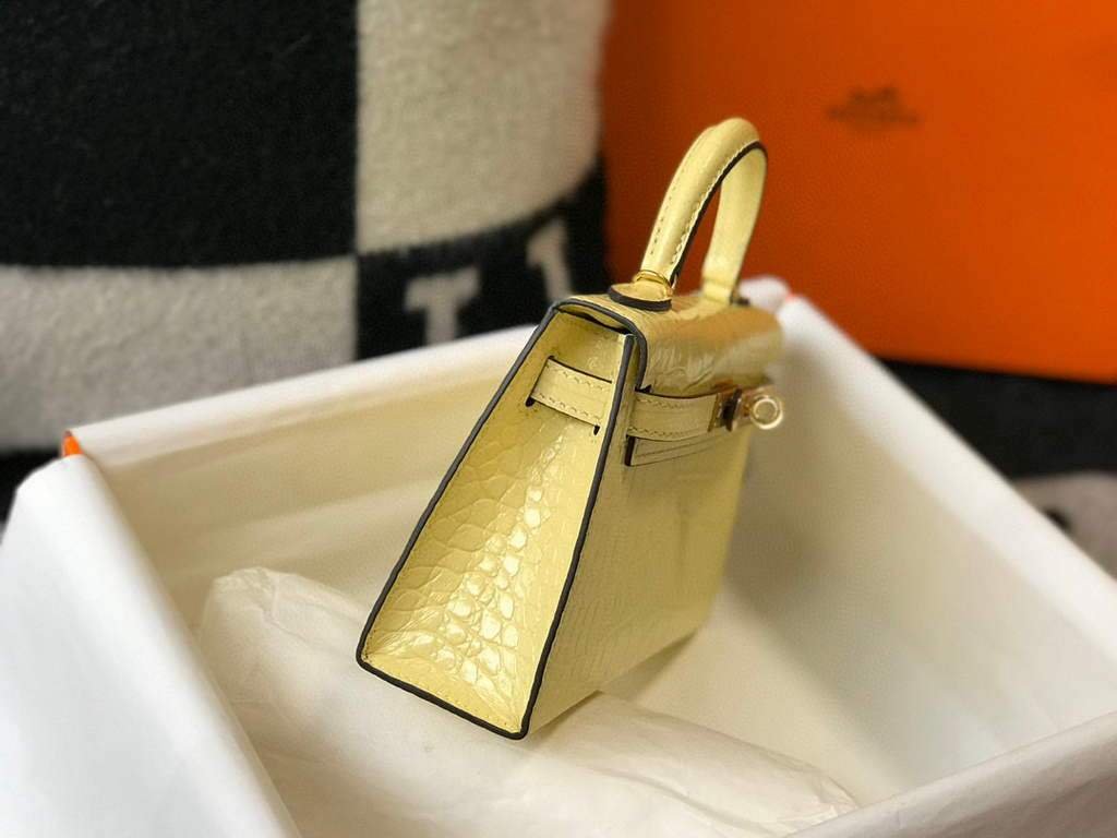 Replica Hermes Kelly Bag Designer Hermes 19CM Shoulder Mini Bag Yellow 20451