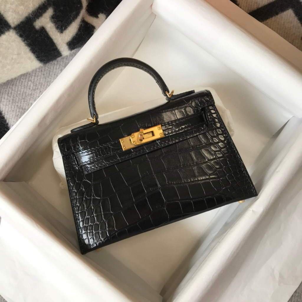 Replica Hermes Kelly Bag Designer Hermes 19CM Shoulder Mini Bag Black 20450