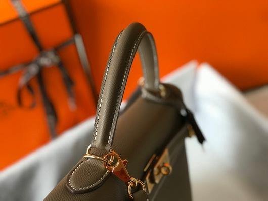 Mirror Top Hermes Sellier Kelly 28cm of Epsom Leather Bag 20337 Dark Gray