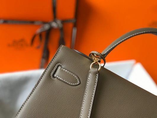 Mirror Top Hermes Sellier Kelly 28cm of Epsom Leather Bag 20337 Dark Gray