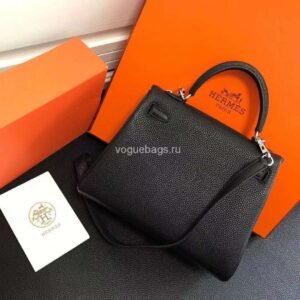 Hermes Kelly Danse 20318 Designer Tote Shoulder Strap Bag 28 32cm Black