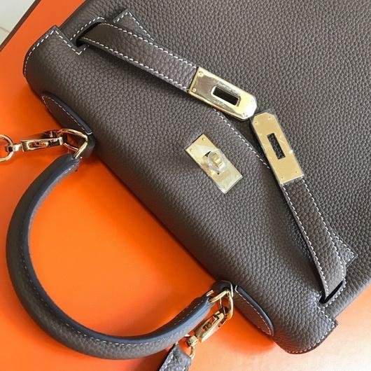 Hermes Kelly Danse 20317 Designer Tote Shoulder Strap Bag Dark Gray