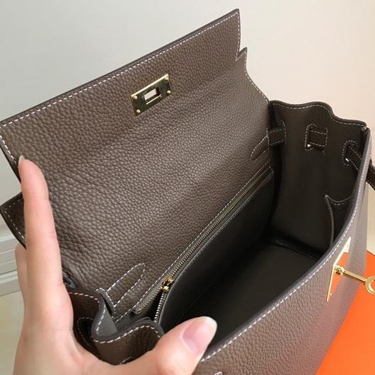 Hermes Kelly Danse 20317 Designer Tote Shoulder Strap Bag Dark Gray