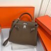 Hermes Kelly Danse 20317 Designer Tote Shoulder Strap Bag Dark Gray