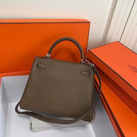 Hermes Kelly Danse 20317 Designer Tote Shoulder Strap Bag Dark Gray
