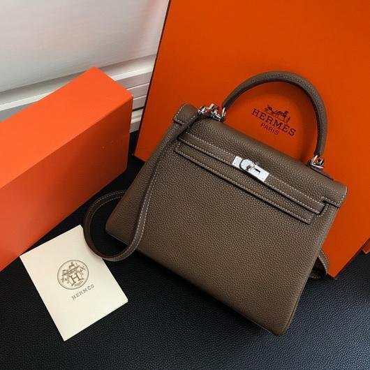 Hermes Kelly Danse 20317 Designer Tote Shoulder Strap Bag Dark Gray