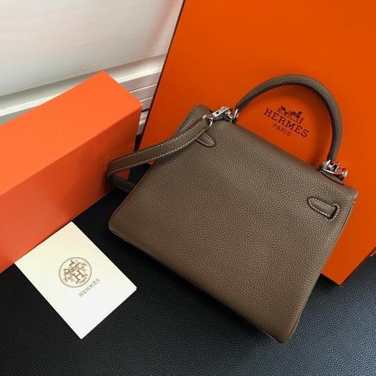 Hermes Kelly Danse 20317 Designer Tote Shoulder Strap Bag Dark Gray