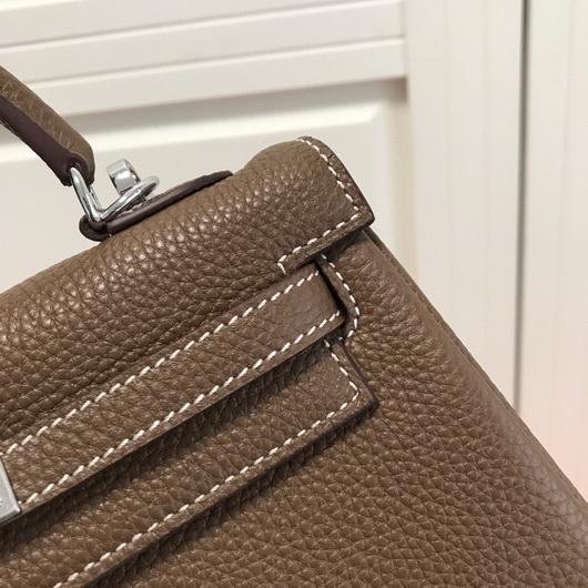 Hermes Kelly Danse 20317 Designer Tote Shoulder Strap Bag Dark Gray