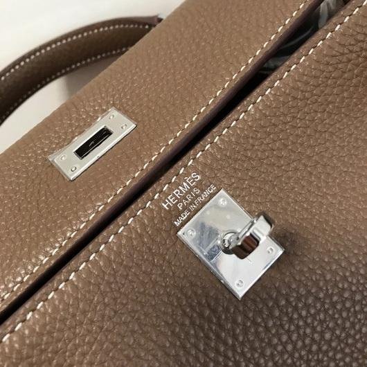Hermes Kelly Danse 20317 Designer Tote Shoulder Strap Bag Dark Gray