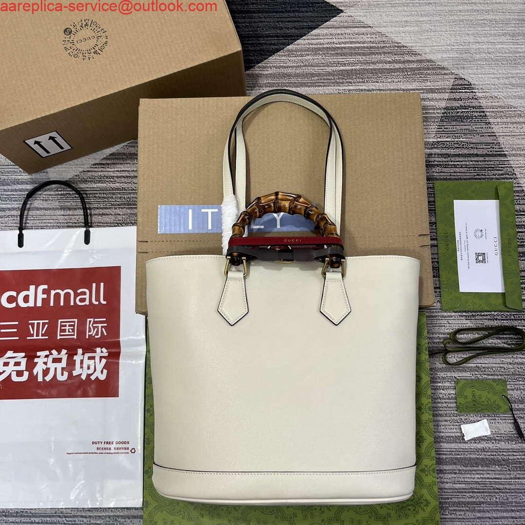 Gucci 750394 Gucci Diana Medium Tote Bag White leather