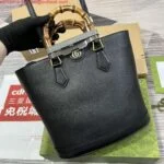 Gucci 750394 Gucci Diana Medium Tote Bag Black leather