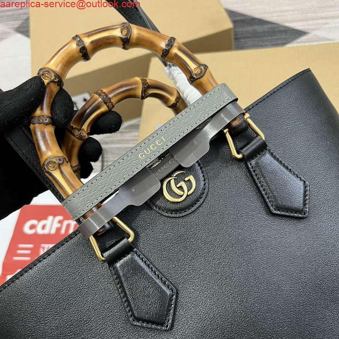 Gucci 750394 Gucci Diana Medium Tote Bag Black leather