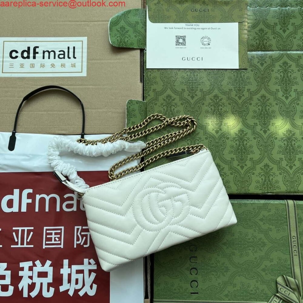 Replica Gucci 443447 GG Marmmont wallet with chain White leather