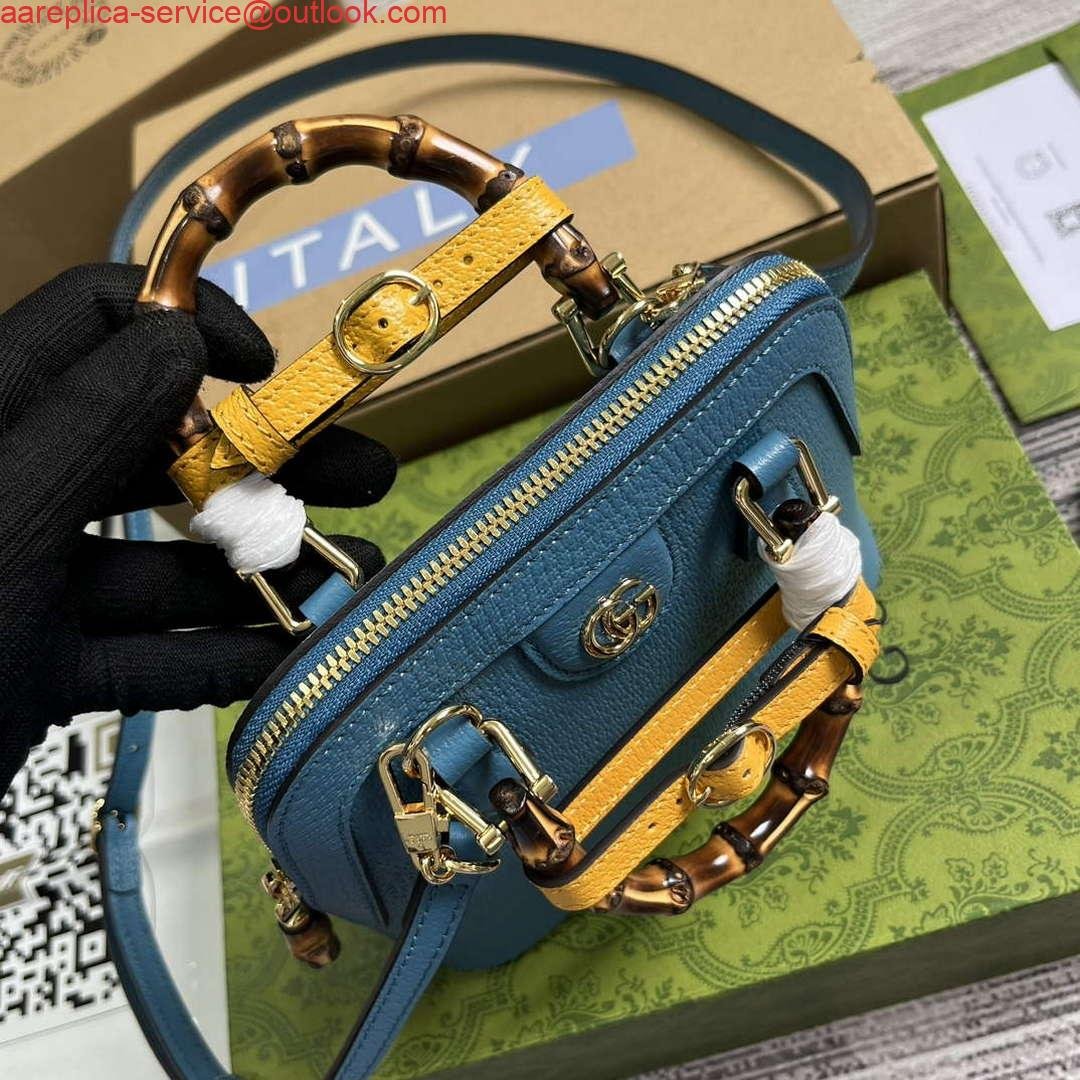 Gucci 715775 Gucci Diana Mini Tote Bag Blue leather