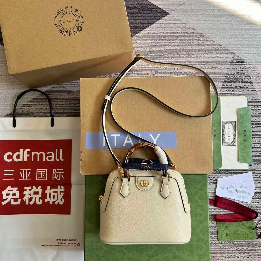 Gucci 715775 Gucci Diana Mini Tote Bag White leather