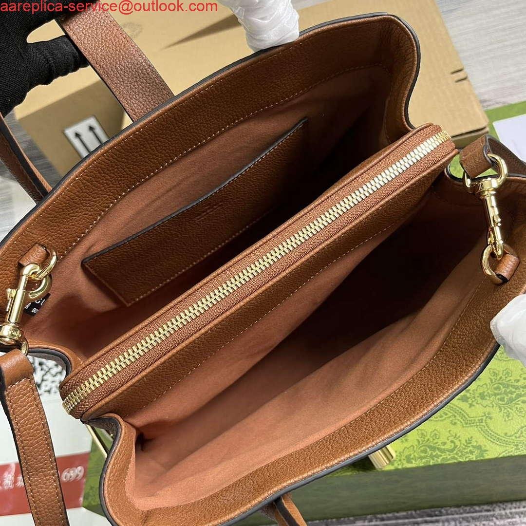 Gucci 727810 Jackie 1961 Small Natural Grain Tote Bag Brown