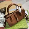 Gucci 727810 Jackie 1961 Small Natural Grain Tote Bag Brown