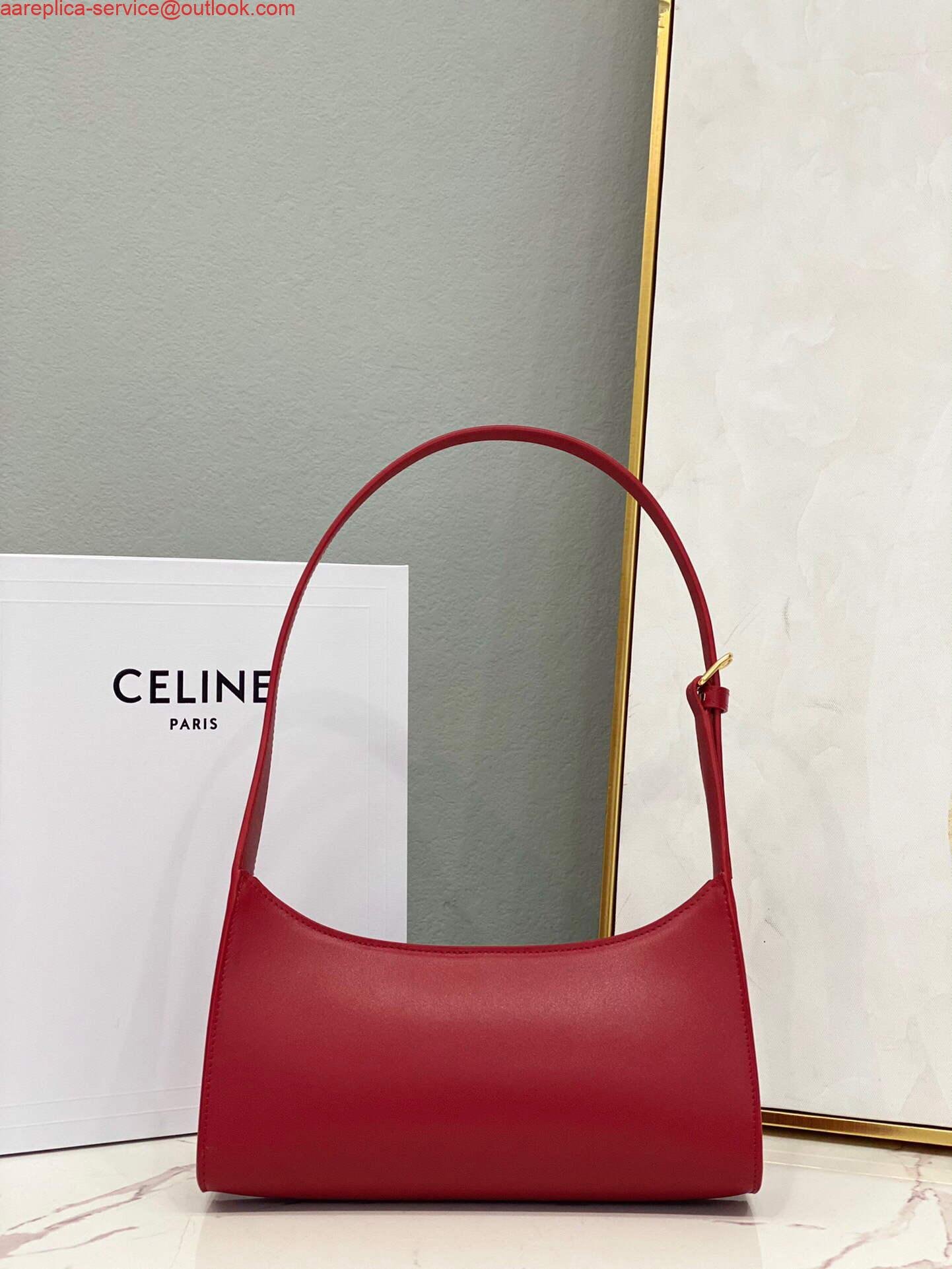 Celine 198153 Shoulder Bag Cuir Triomphe in Smooth Calfskin Red