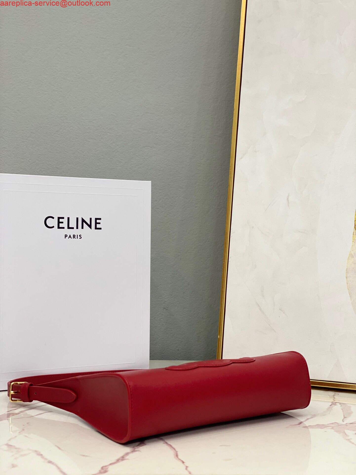 Celine 198153 Shoulder Bag Cuir Triomphe in Smooth Calfskin Red