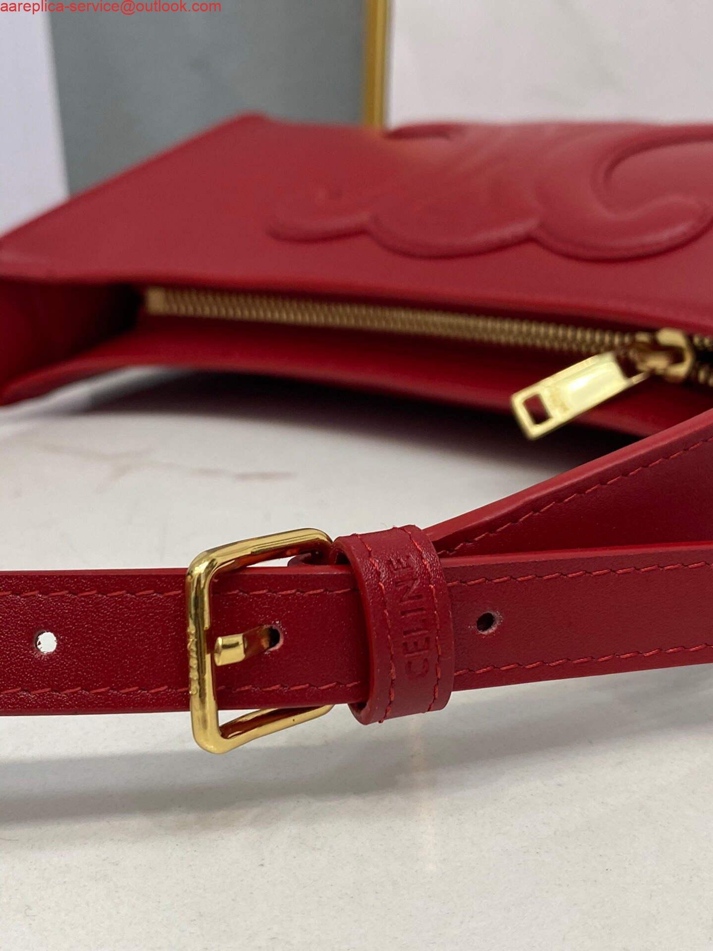 Celine 198153 Shoulder Bag Cuir Triomphe in Smooth Calfskin Red