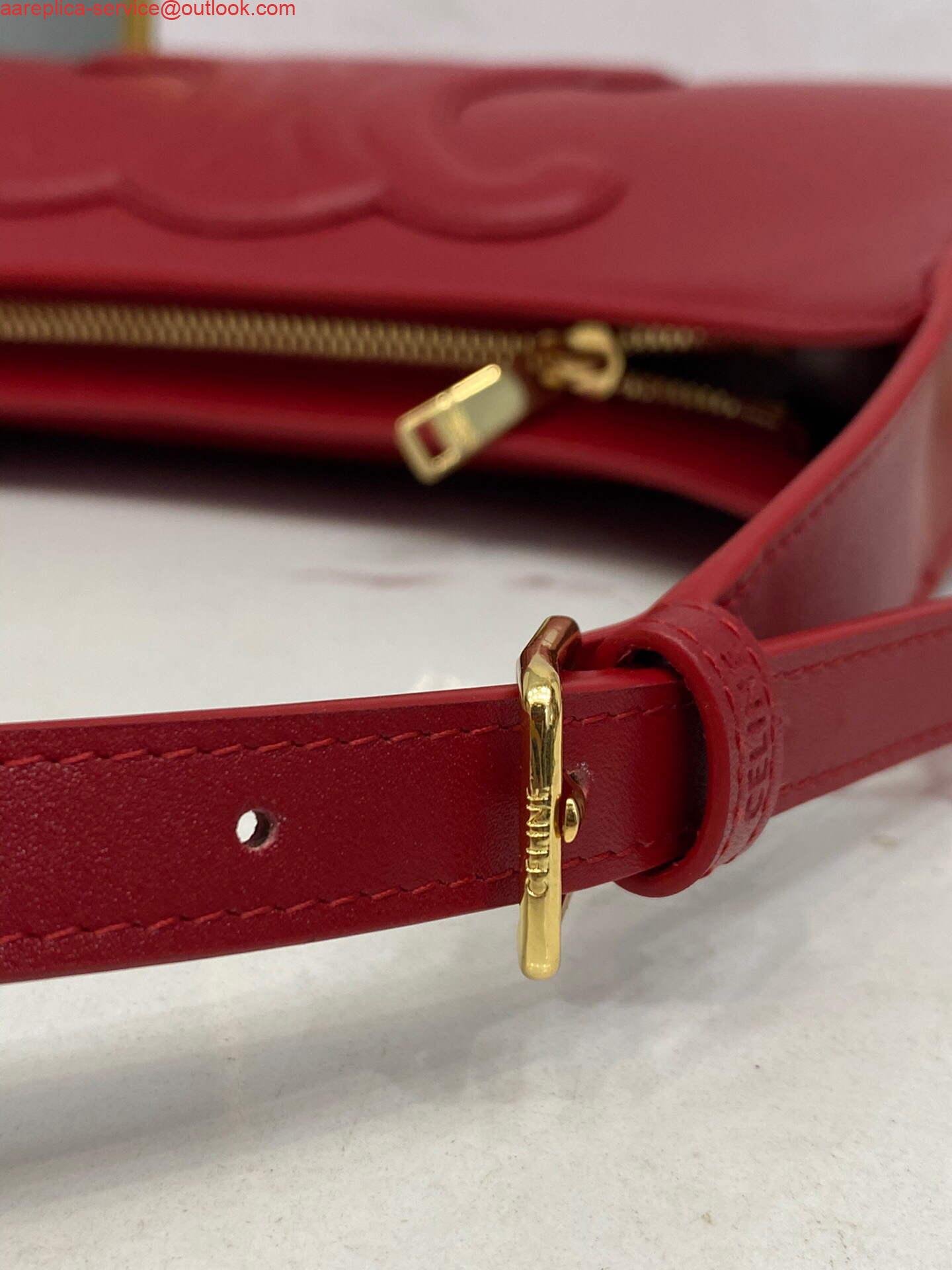 Celine 198153 Shoulder Bag Cuir Triomphe in Smooth Calfskin Red